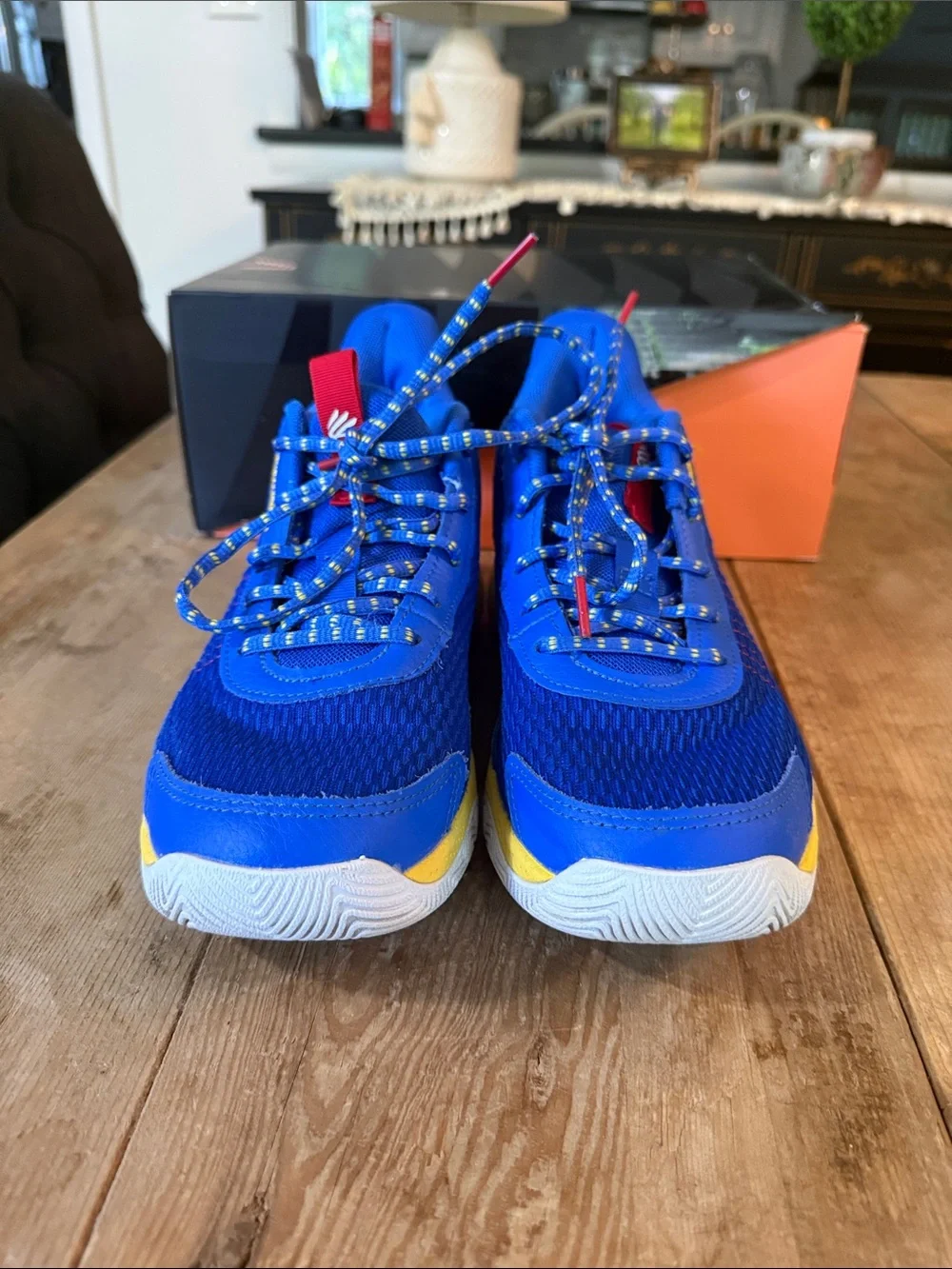 Under Armour Kids Blue and Yellow Athletic Sneakers
